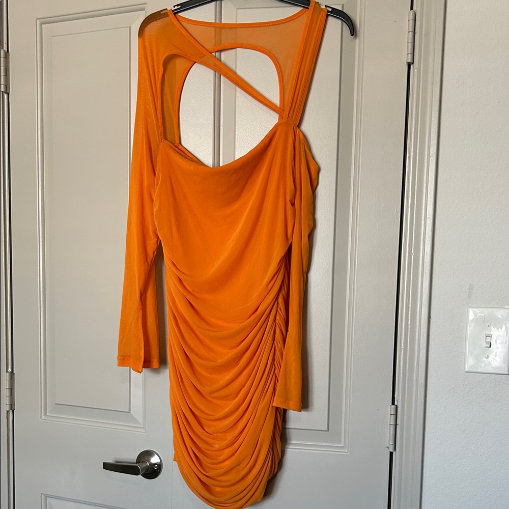 SHEIN Orange Ruched Dress